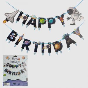 Space Theme Happy Birthday Banner