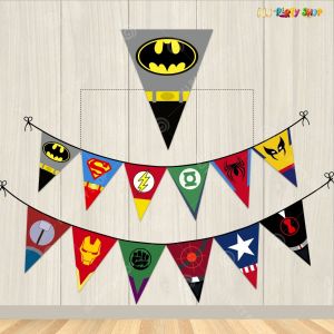 Super Heroes Theme Flag Banner Decoration For Birthday