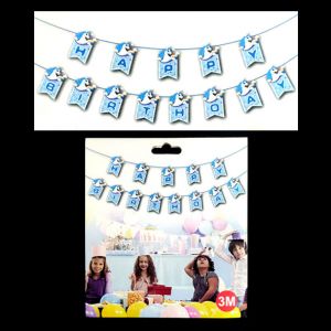 Unicorn Happy Birthday Banner - Blue