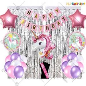 Unicorn Theme Birthday Decoration Combo - Set Of 51