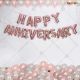 0B5 - Happy Anniversary Decoration Combo - Rose Gold  & Silver - Set Of 47
