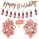 010K - Birthday Party Decoration Combo - Rose Gold - Set of 45