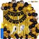 013Q - Birthday Party Decoration Combo - Black & Golden - Set of 65