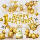 018W - Birthday Party Decoration Combo - Golden & White -Set of 52