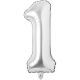1 Number Foil Balloon - Silver Color - 17 Inch Size