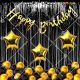 1A - Happy Birthday Decoration Combo - Golden & Black - Set Of 48