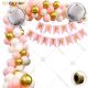 01W - Birthday Party Decoration Combo - Pink & Golden - Set of 62