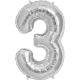 3 Number Foil Balloon - Silver Color - 17 Inch Size