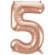 5 Number Foil Balloon - Rose Gold Color - 17 Inch Size