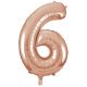 6 Number Foil Balloon - Rose Gold Color - 17 Inch Size