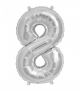 8 Number Foil Balloon - Silver Color - 17 Inch Size