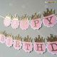 Glitter Crown Happy Birthday Banner - Pink 