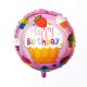 Happy Birthday Pink Round Shape Foil Balloon