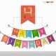 Happy Birthday Banner Multicolour with Golden Alphabets