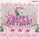 Unicorn Theme Happy Birthday Decoration - Pink - Set Of 42