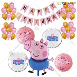 01U -Peppa Pig Theme Birthday Decoration Combo - Set of 50