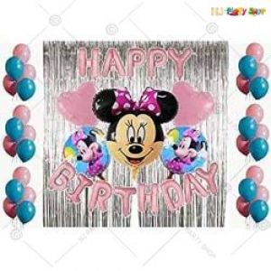 023X -Minnie Mouse Theme  Happy Birthday Decoration Combo - Set Of 50