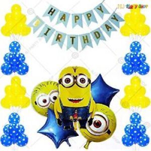 024A - Minion Theme  Happy Birthday Decoration Combo - Set Of 48