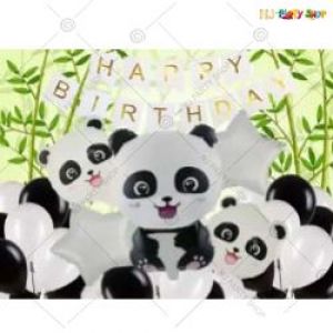 027AB - Panda Theme Happy Birthday Decoration Combo - Set Of 38