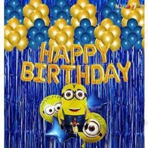 03C - Minion Theme Happy Birthday Decoration Combo - Set Of 50