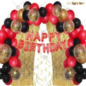05J - Happy Birthday Decoration Combo - Black & Red - Set Of 61