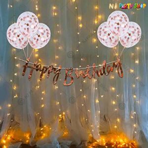 07Y -Rose Gold With Lights Birthday Decoration Combo- Set of 20