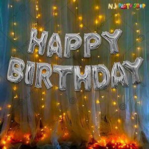 010P - Birthday Party Decoration Combo - Silver - Set of 14