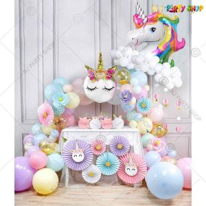 010T - Unicorn Theme Birthday Decoration Combo - Set of 34