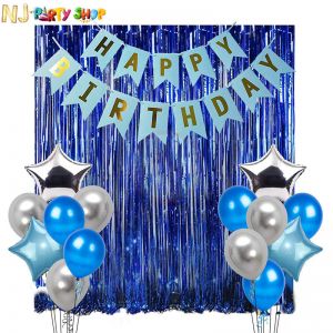 012B Model - Birthday Decoration Combo - Blue - Set of 17 Pcs
