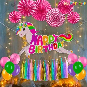 013T - Unicorn Theme Birthday Decoration Combo - Set of 60