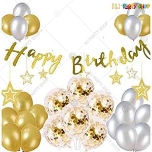 013Y -Gold & Silver Birthday Decoration Combo - Set of 43