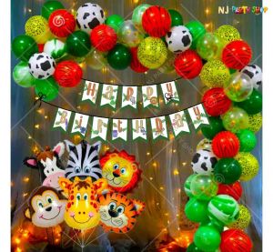 017T -Jungle Animal Theme Birthday Decoration Combo