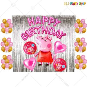 019U -Peppa Pig Theme Birthday Decoration Combo - Set of 50