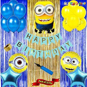 018U -Minion Theme Birthday Decoration Combo - Set of 50