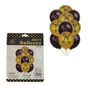 30th Birthday Rubber Balloons - Set of 10