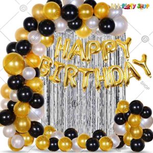 05K - Birthday Party Decoration Combo - Gold & Silver - Set of 74