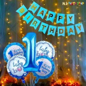 06S - Birthday Party Decoration Combo - Blue - Set of 19