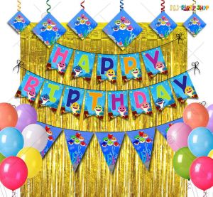 Baby Shark Theme Happy Birthday Decoration Combo - Set of 52