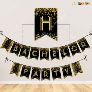 Bachelor Party Banner - Black & Golden