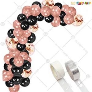 Balloon Arch Decoration Garland Kit - Black & Rose Gold- Set Of 57