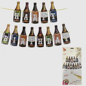 Beer Bottle Shape Happy Birthday Banner
