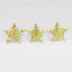 Big Golden Stars - Christmas Decoration Ornaments - Set of 3