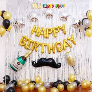 01114A Model - Birthday Decoration Combo Kit - Silver & Golden 