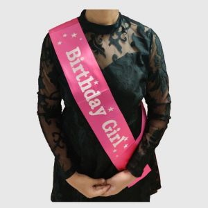 Birthday Girl Sash - Dark Pink & White