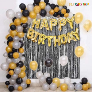 013M - Black & Golden Birthday Decoration Combo Kit - Set of 60