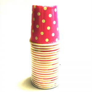 Dark Pink Polka Dot Paper Cups - Set of 20