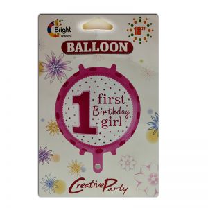 1st Birthday Girl Foil Balloon