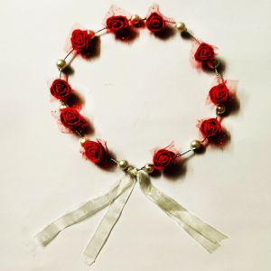 Flower and Pearl Tiara - Red