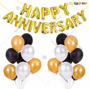 06L - Gold With Balloons Happy Anniversary Decoration Combo Kit - Set of 61 Pieces