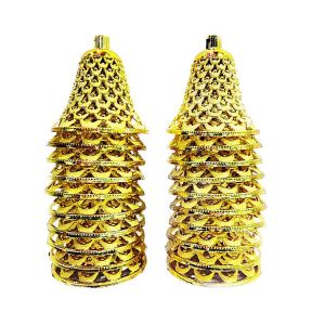 Golden Big Bells - Christmas Tree Decoration Ornaments - Set of 10 Pcs